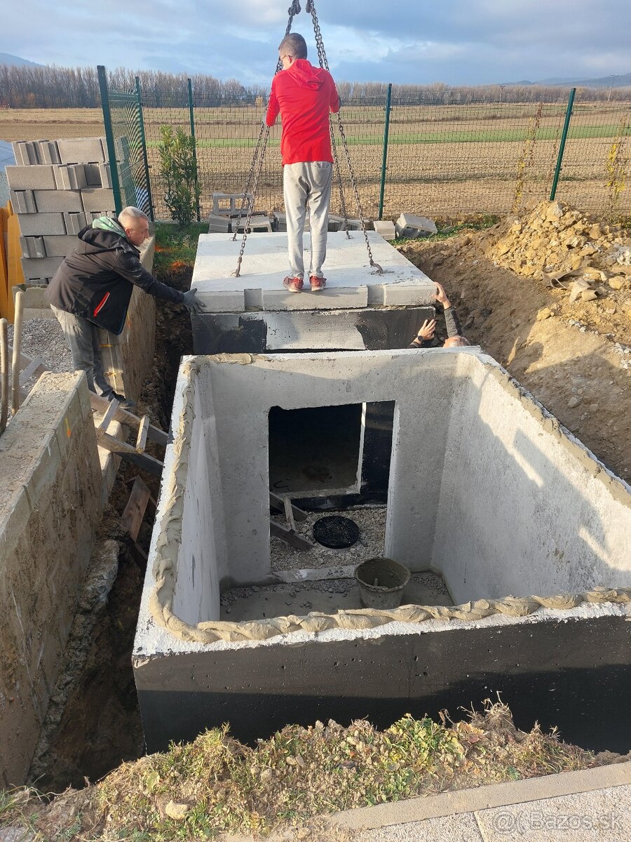 Osádzanie betónovej pivnice a žumpy